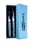"Kit Precisión ELITE + CANDY | Punta de Fibra para Aislamiento y Volumen" - Lash Shop Canarias Tweezer kit Azul
