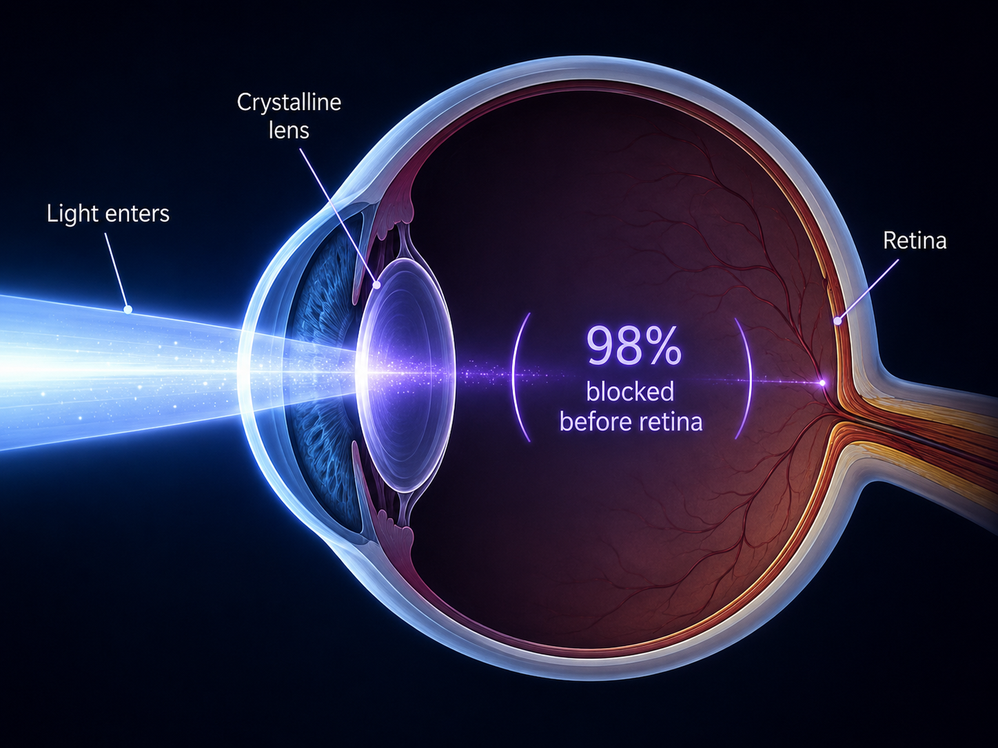 El cristalino del ojo proteje retina de rayos UV