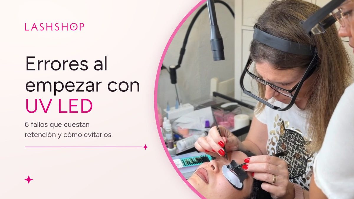 Vesna Pelikan aplicando extensiones de pestañas con lámpara UV LED