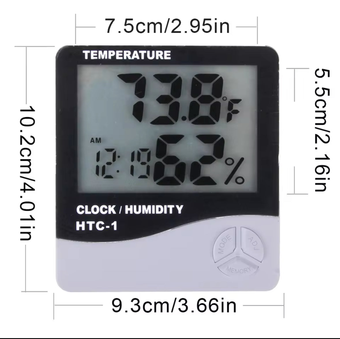 HIGROMETRO medidor de temperatura y humedad con reloj digital inteligente (Copy)