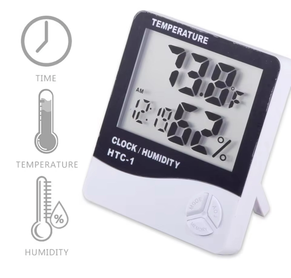 HIGROMETRO medidor de temperatura y humedad con reloj digital inteligente (Copy)