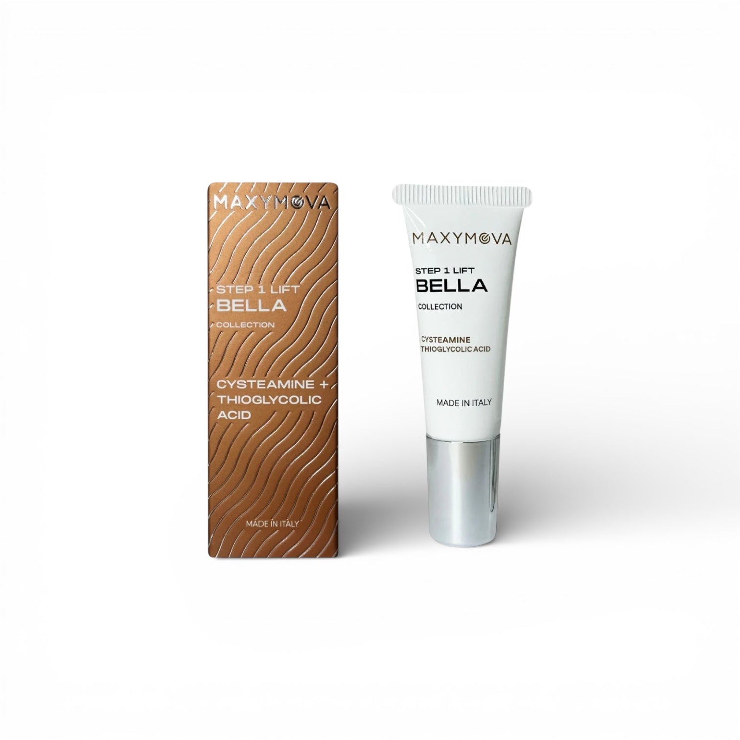 BELLA STEP 1 LIFT CON CISTEAMINA Y ÁCIDO TIOGLICÓLICO combina cisteamina y ácido tioglicólico para lograr una curvatura más profunda y duradera