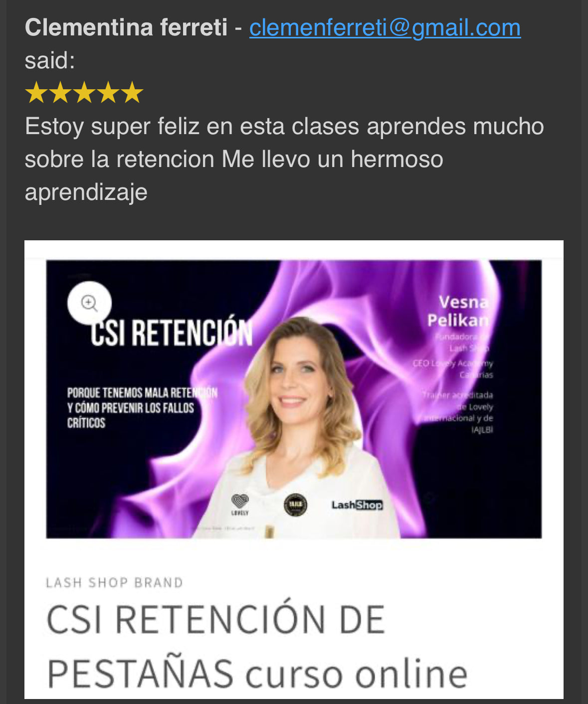 CSI RETENCIÓN DE PESTAÑAS curso grabado - Lash Shop Canarias