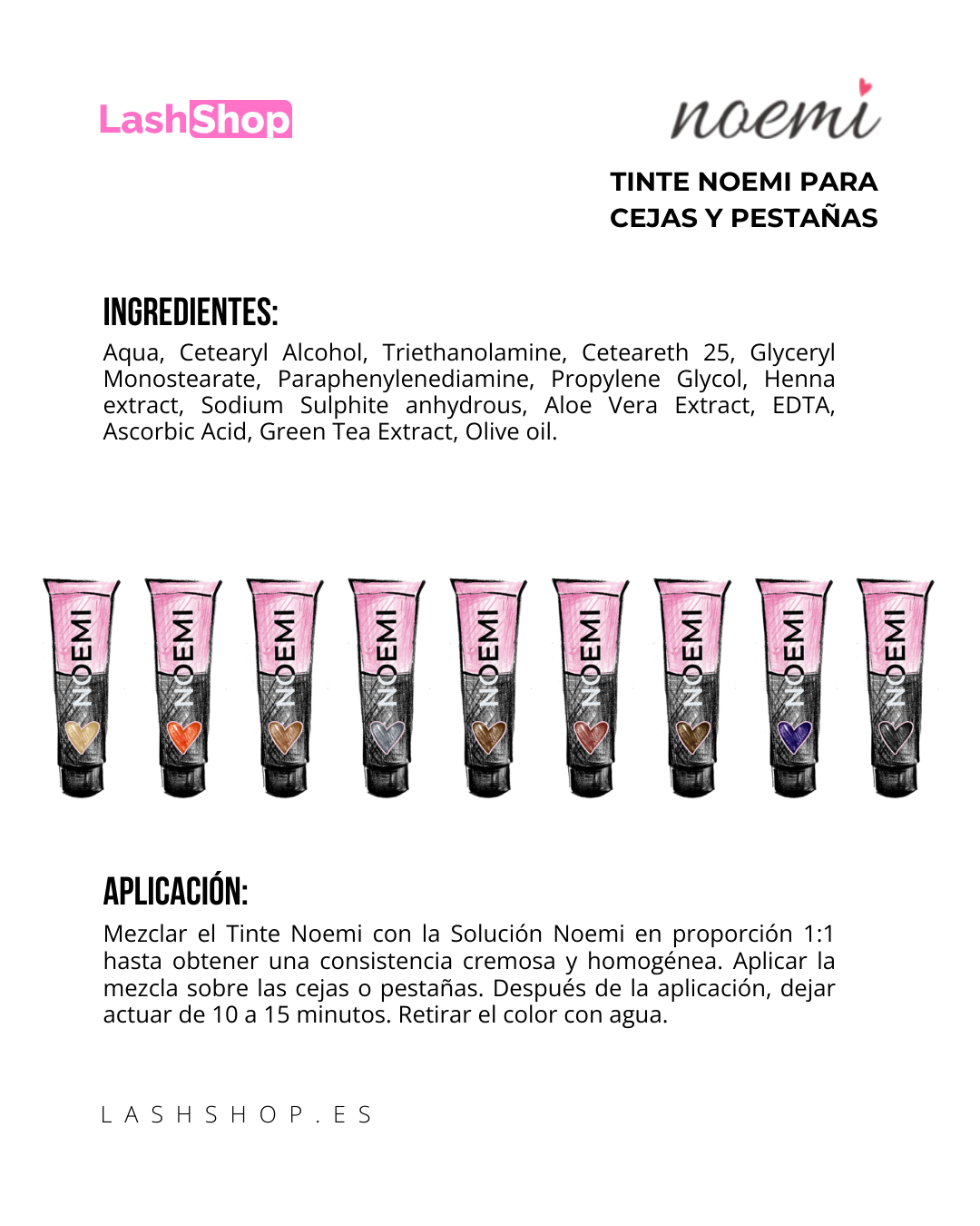 NOEMI TINTE HÍBRIDO EFECTO HENNA PARA CEJAS Y PESTAÑAS (CON ALOE VERA Y TÉ VERDE) - Lash Shop Canarias