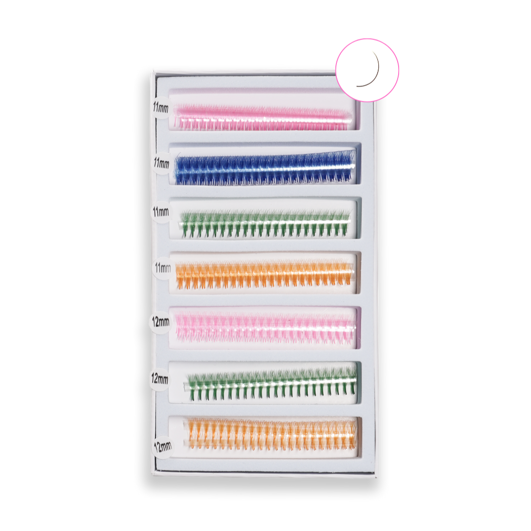 Colores 5D Express Pro Fan 0.07 Volumen - Lash Shop Canarias False Eyelashes MIX 2: Rosa - Azul - Verde- Naranja