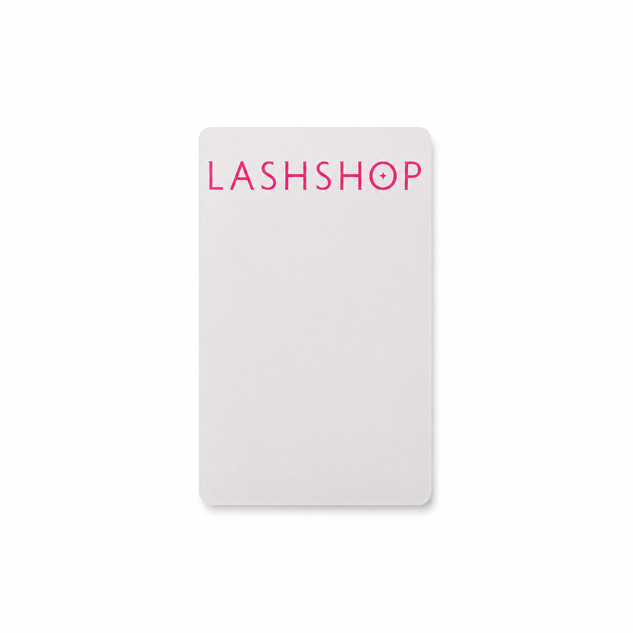 Palet de metacrilato LashShop 9x17cm con letras rosas