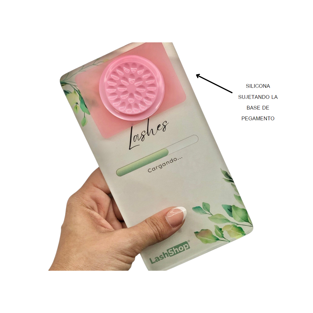 ALMOHADILLA / BASE de SILICONA pegajosa LASH SHOP - Lash Shop Canarias Eyelash Extensions Accessories rosa con pulpurina