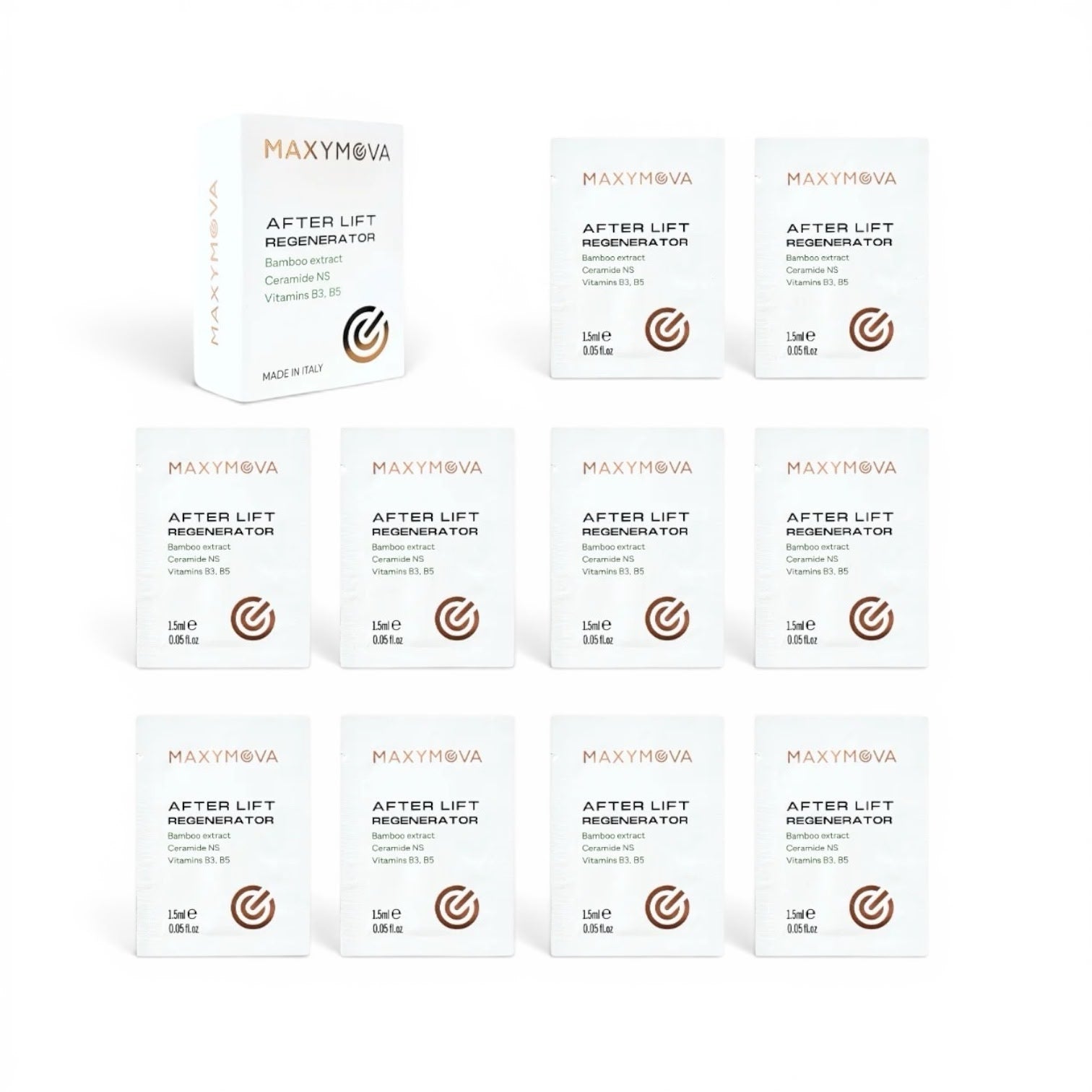 afterlift regenerator en caja de 10 sobres 1,5ml para pestañas y cejas