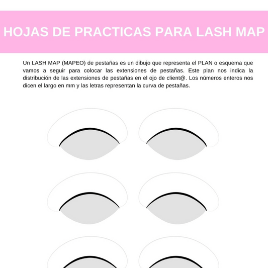 Templates / practice sheets for eyelash extensions