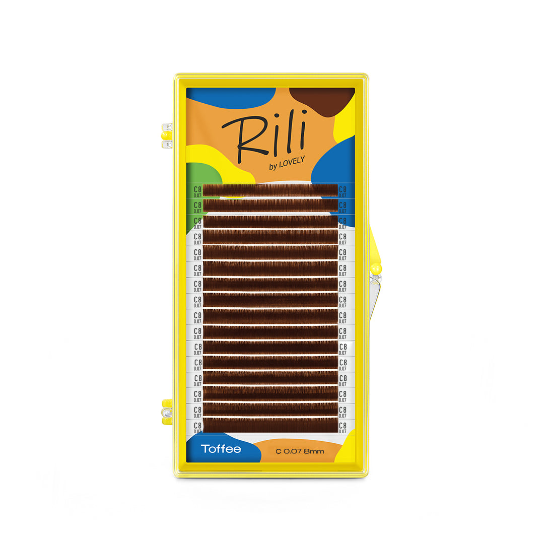 pestañas Rili by Lovely color Toffee para armar volumen a mano 0.07 colro marron 