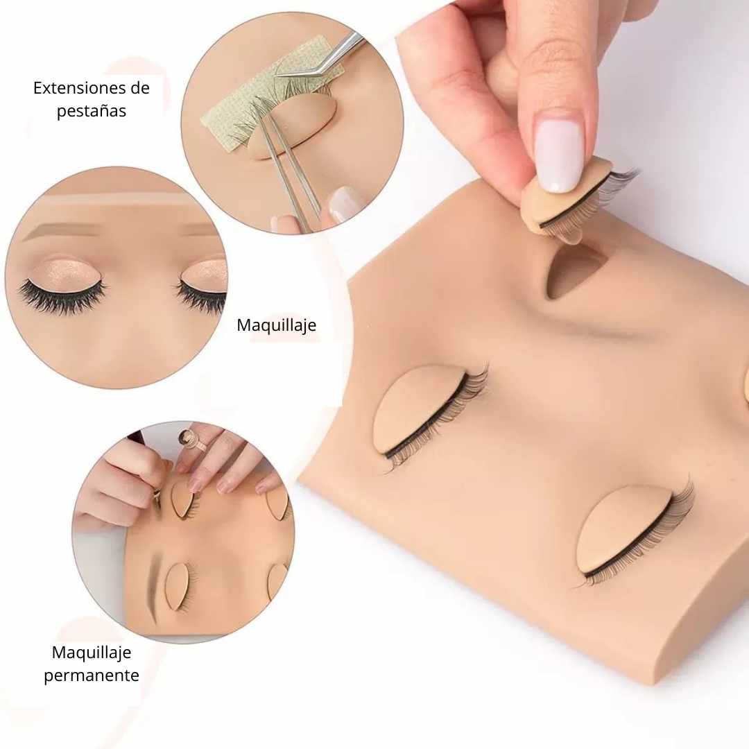 DOUBLE EYES mannequin with removable eyelids for eyelash extensions, makeup, tattoo practices