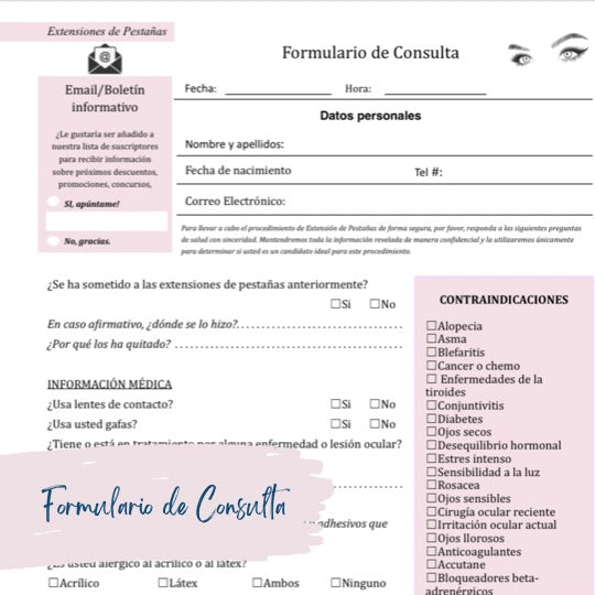 Extensiones de pestañas  📃  Formulario de Consulta